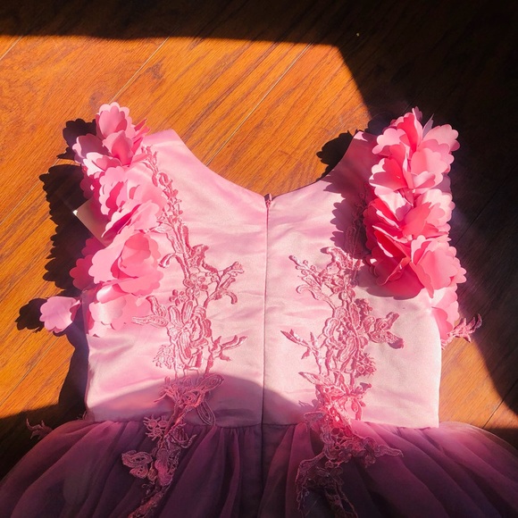 lavender pink kids dress w/ pink and silver gems - Picture 3 of 4